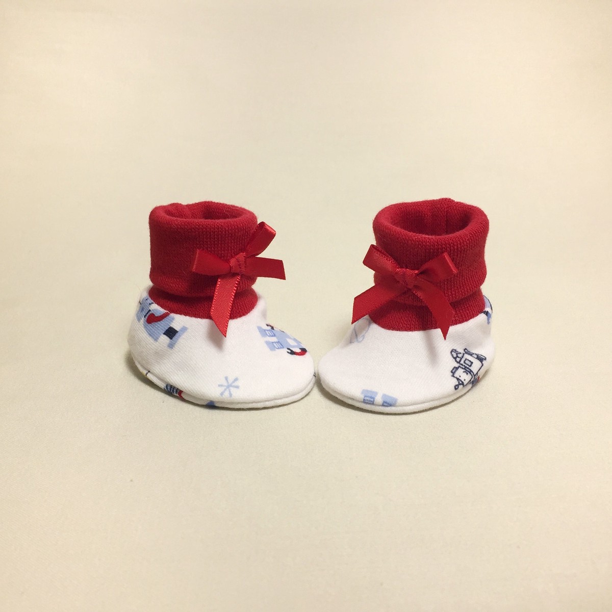 NICU Booties Robots Red preterm 3 (3-5lb)