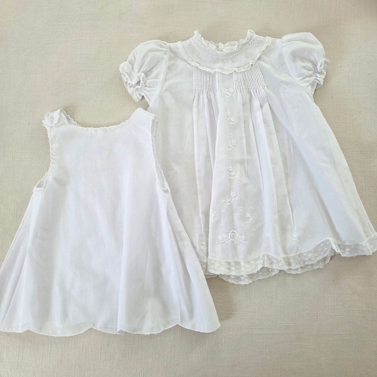 Vintage White Dress Slip Set 6-9 month
