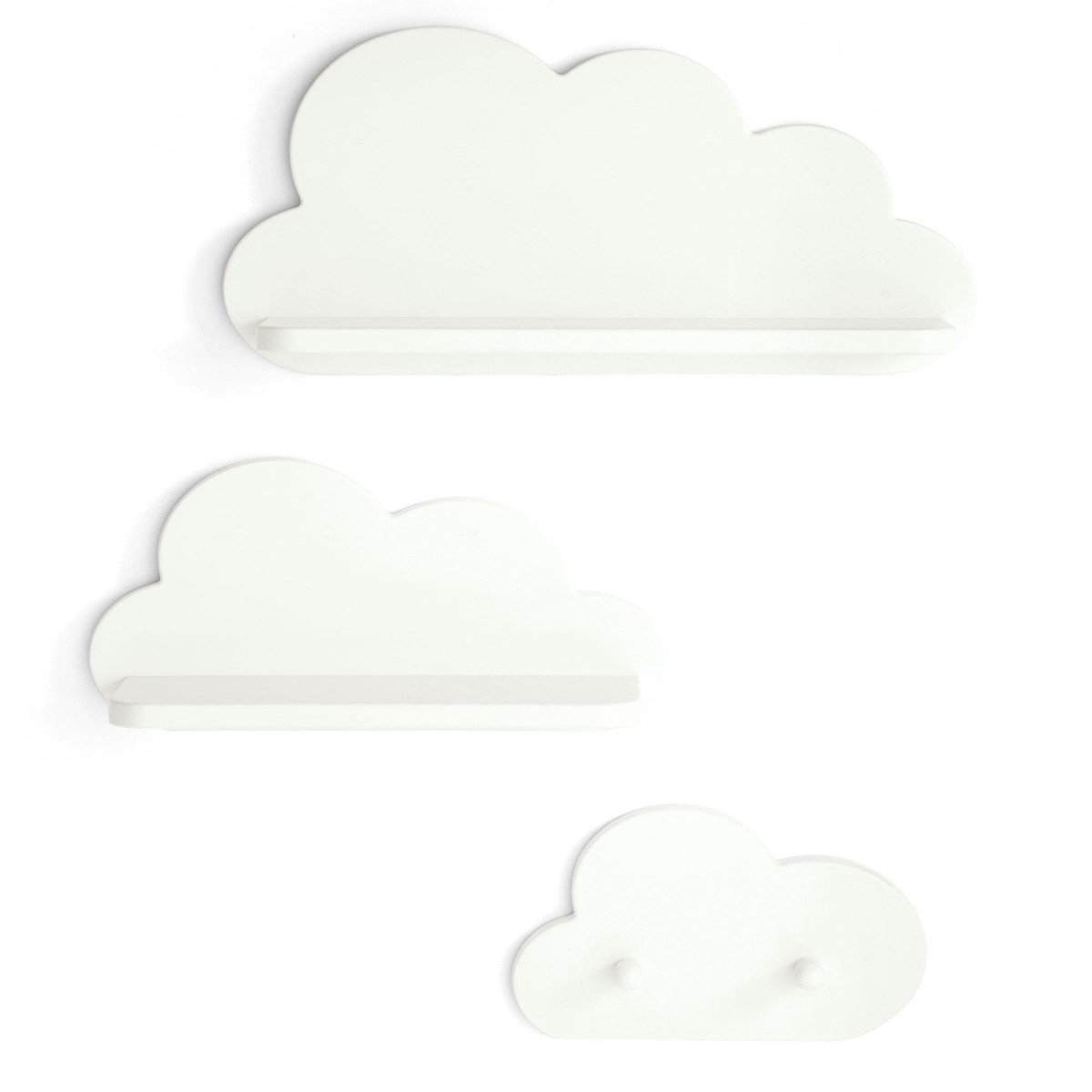 White Cloud Shelves And Coat Hook Set