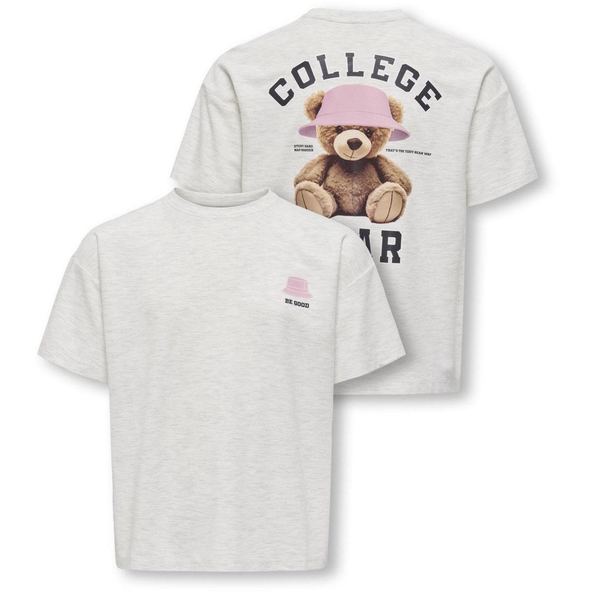 kids ONLY Light Grey Melange Collage Kogbillie Ss Loose Teddy Top Jrs Noos