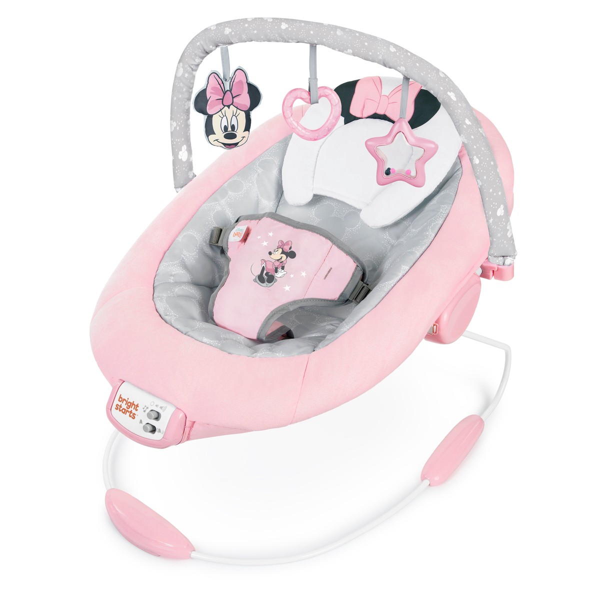 Bright Starts Disney Baby Minnie Mouse Rosy Skies Pink Baby Bouncer Infant Seat