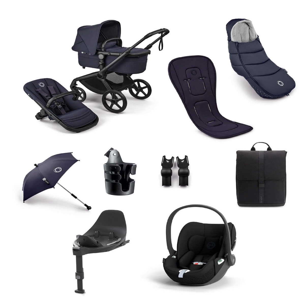 Bugaboo Fox 5 Renew Complete Pushchair Bundle With Cybex Cloud T Car Seat (8 Pieces) - Deep Indigo