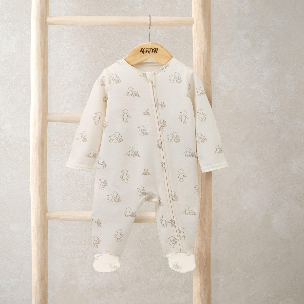 Bear Print All In One - Cream Newborn