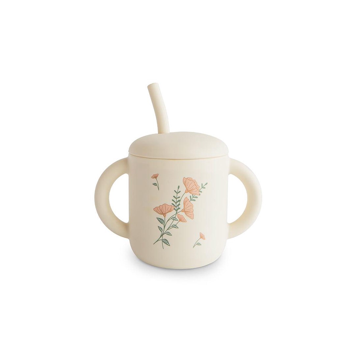 Mushie Training Cup Straw - Pink Flowers
