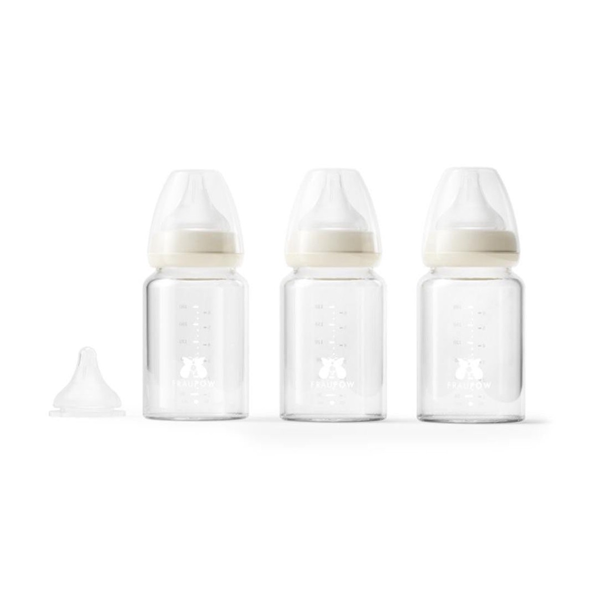 Fraupow Combi-Feed Glass Baby Bottles Pack of 3