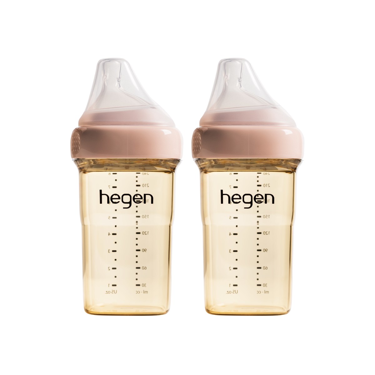 Hegen Pcto 240Ml8Oz Feeding Bottle Ppsu Pink 2-Pack With 2 X Medium Flow Nipple (3 To 6 Month