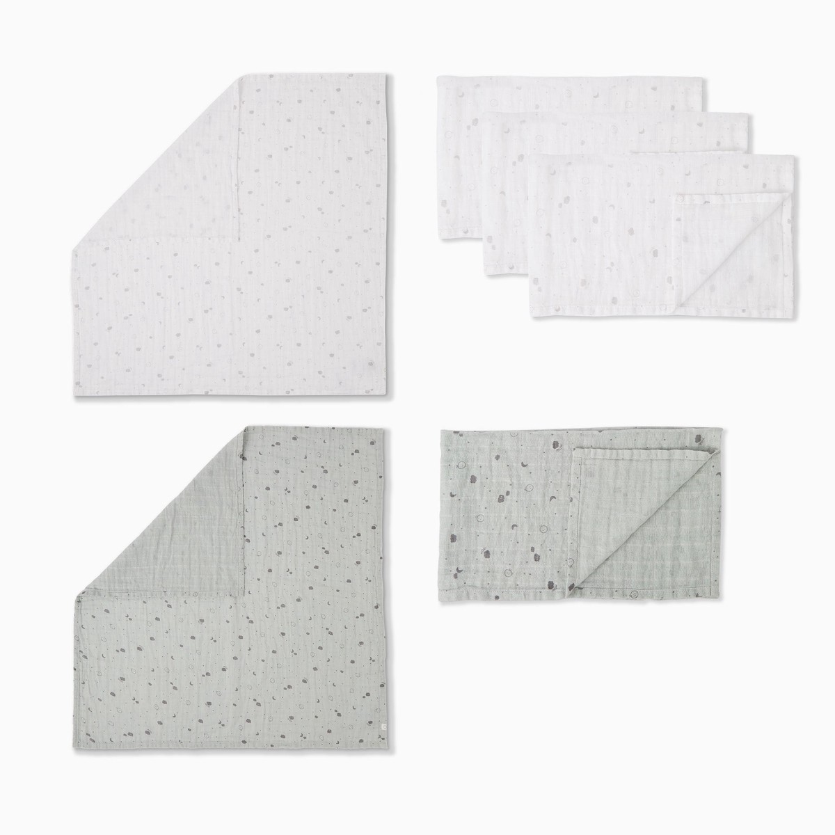 Pre-Washed Mixed Muslins 6 Pack WhiteGrey