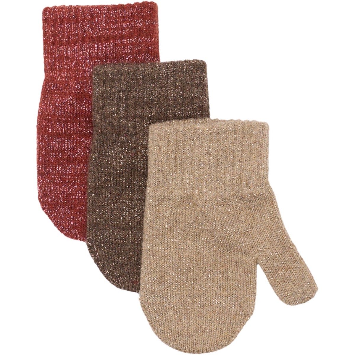 Mikk-Line Apple Butter-Chocolate Chip-Doeskin Magic Gloves 3 Pack With Lurex 0-2 y