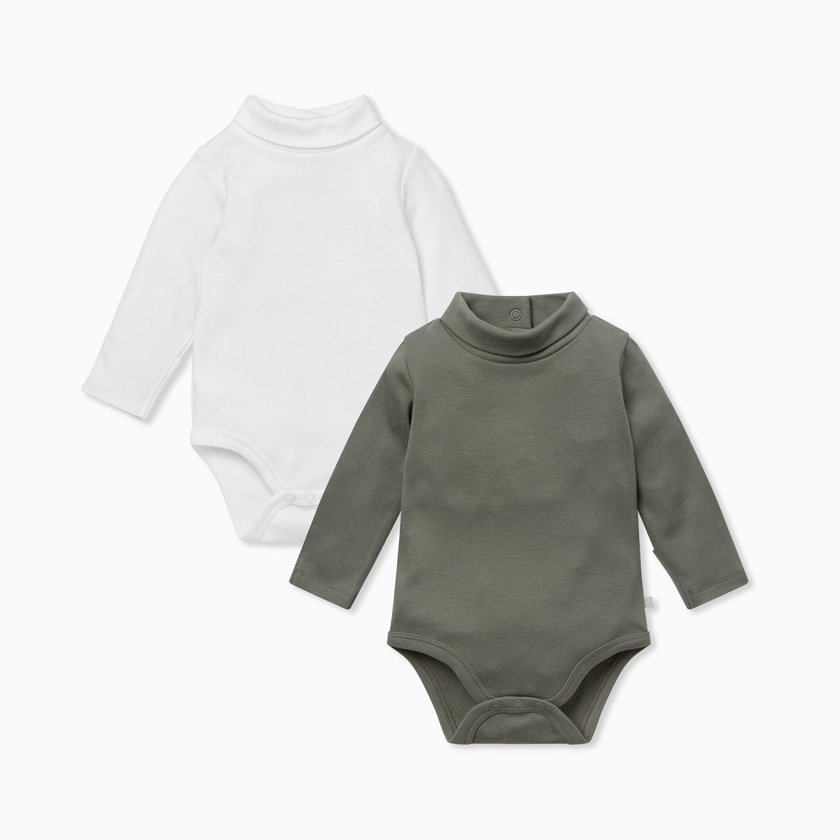 Khaki Cloud Roll Neck Bodysuit 2 Pack KhakiCloudWhite
