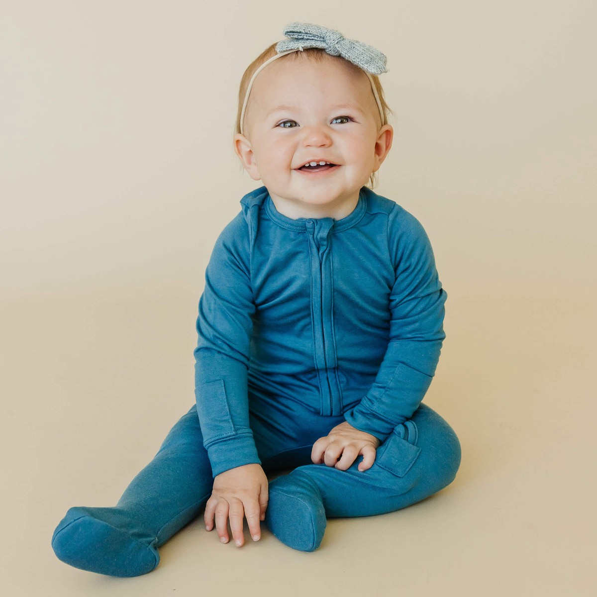 Zip-Up Footie Pajama - Steel Newborn