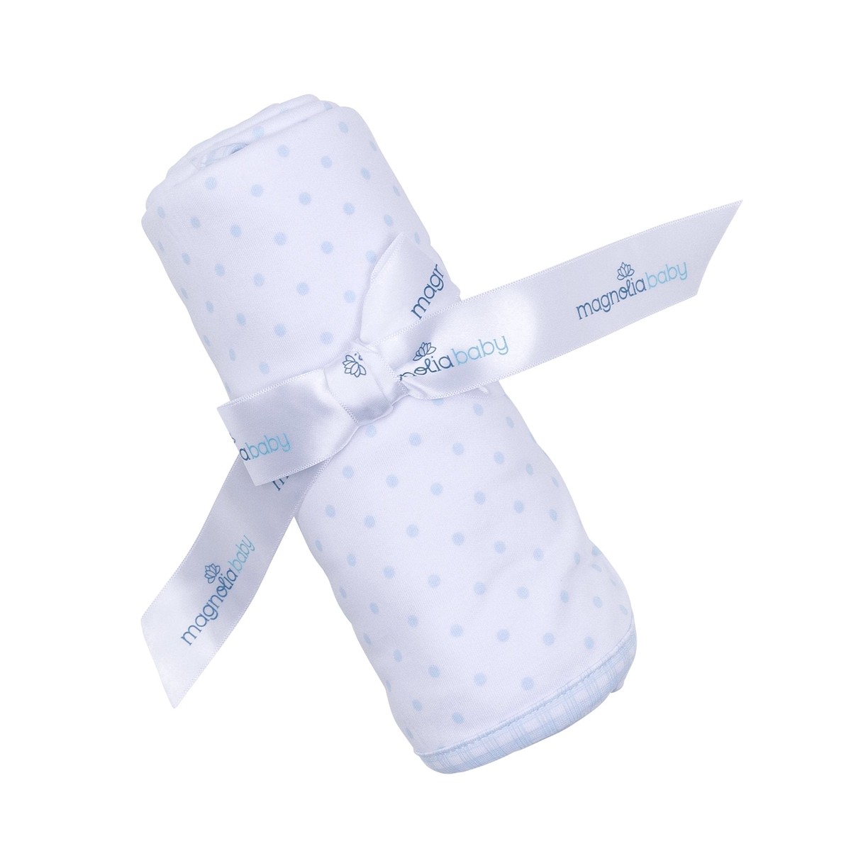Gingham Dots Receiving Blanket in Light Blue