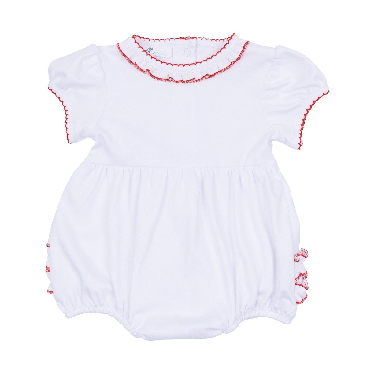 Red and White Essentials Ruffle Short Sleeve Bubble