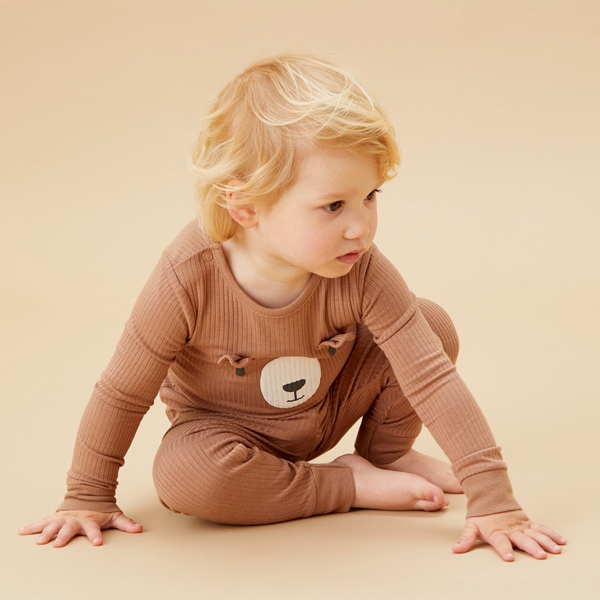 Little Bear Ribbed Pyjamas BearBrown
