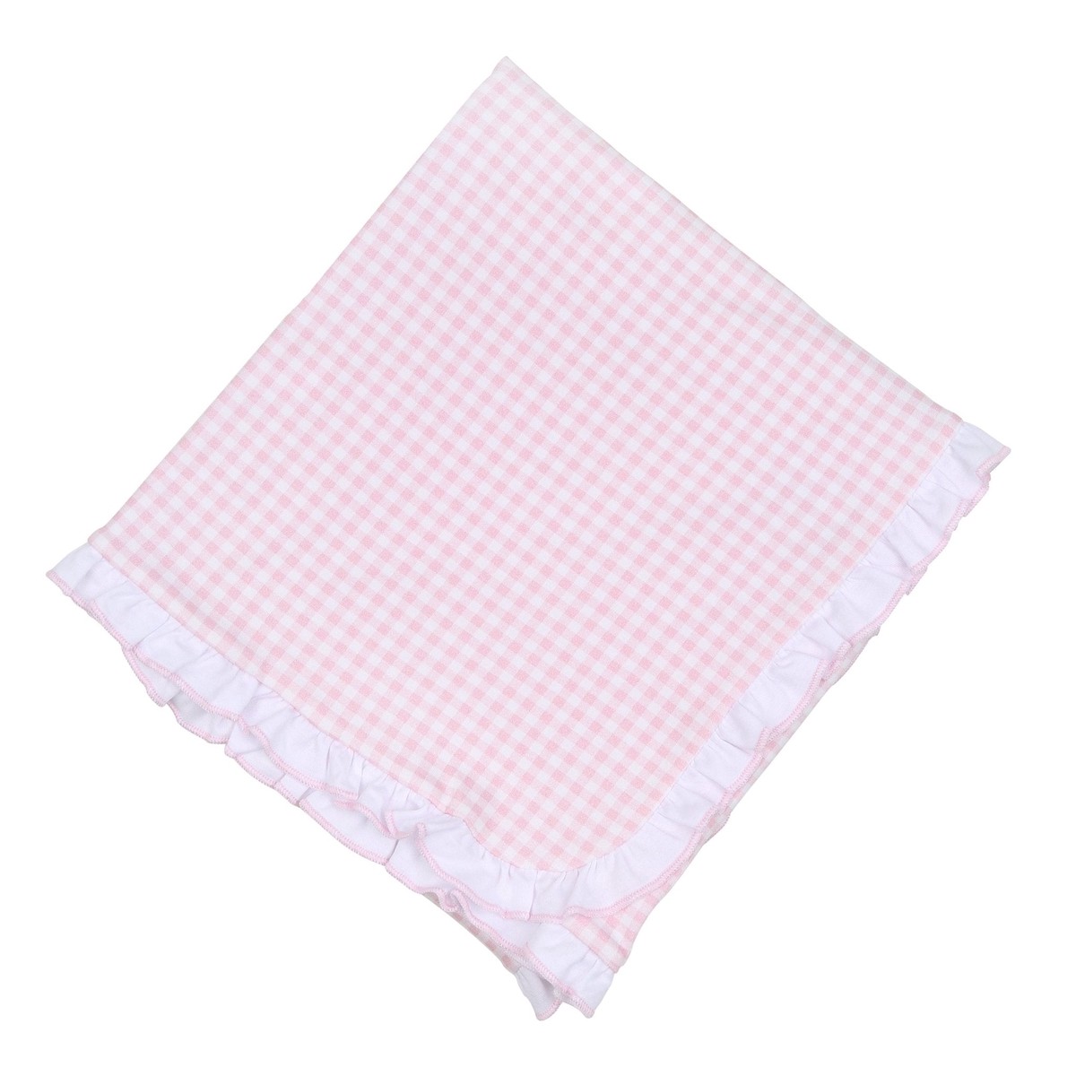 Mini Checks Ruffle Receiving Blanket - Pink