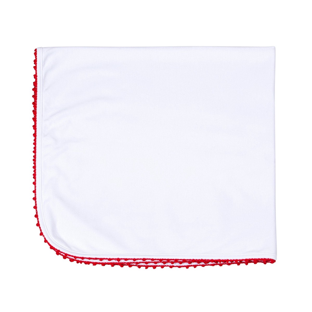 Baby Joy Receiving Blanket with Red Crochet Trim