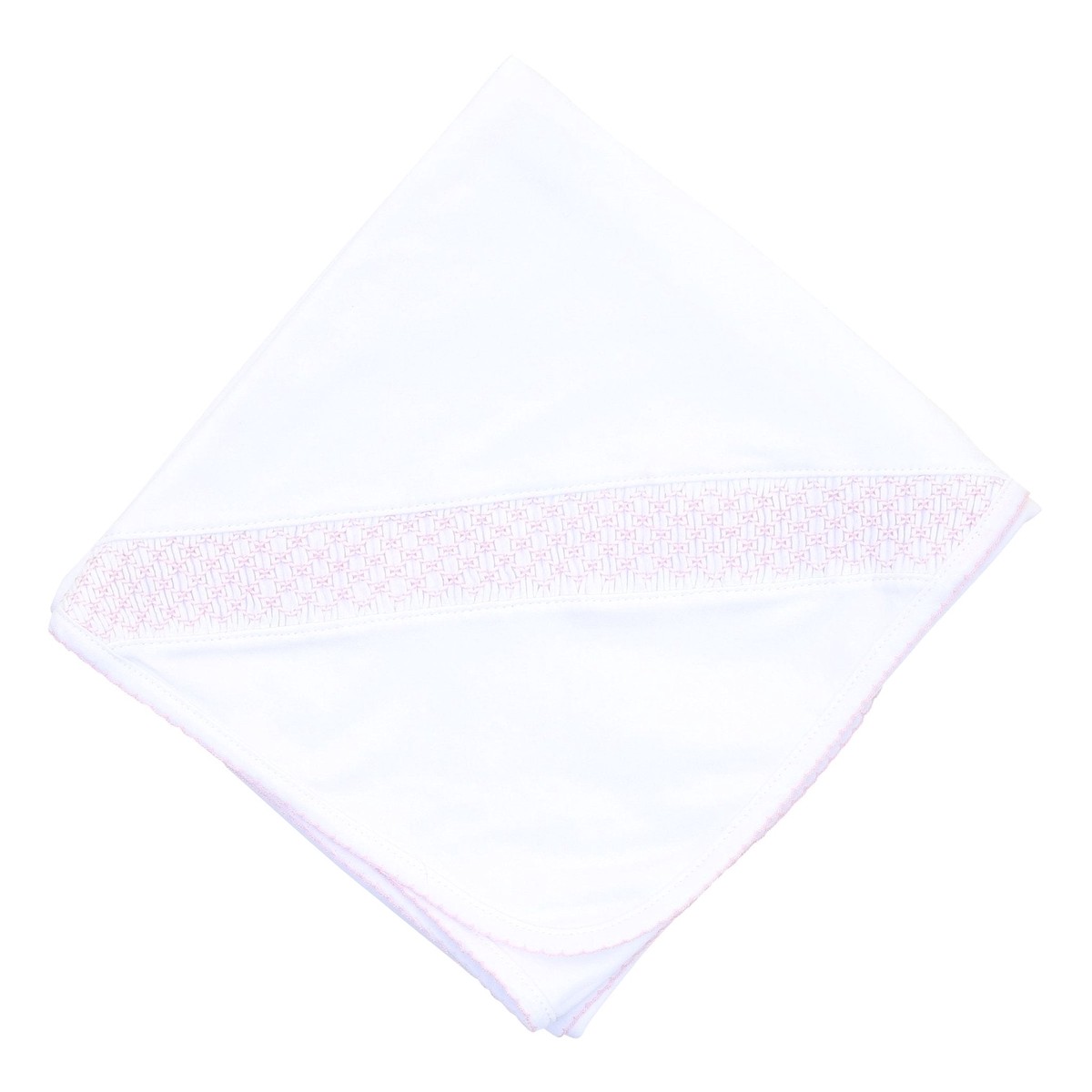 Essentials Smocked Blanket with Pink Trim