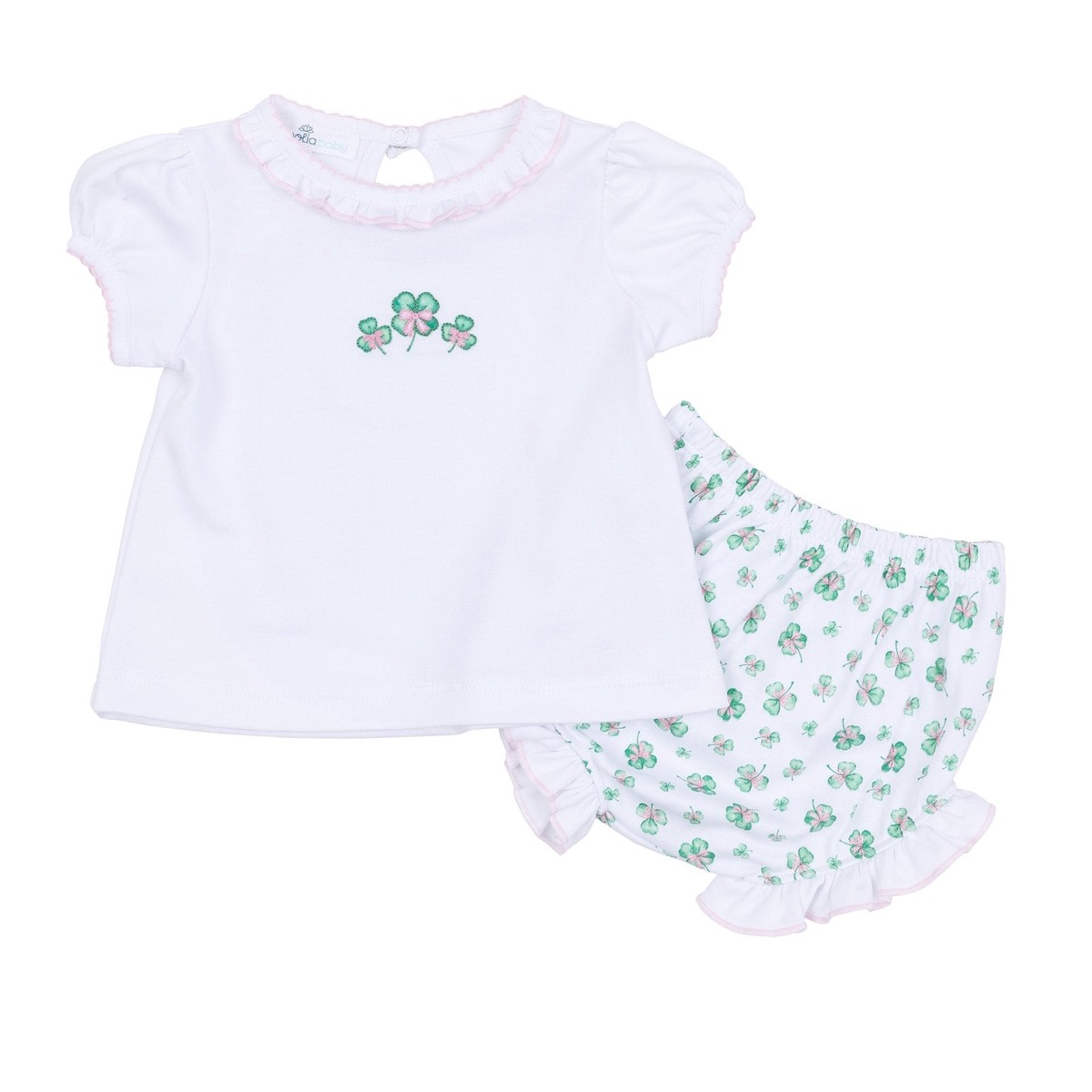 Lucky Little Ones Embroidered Diaper Cover Set - Pink