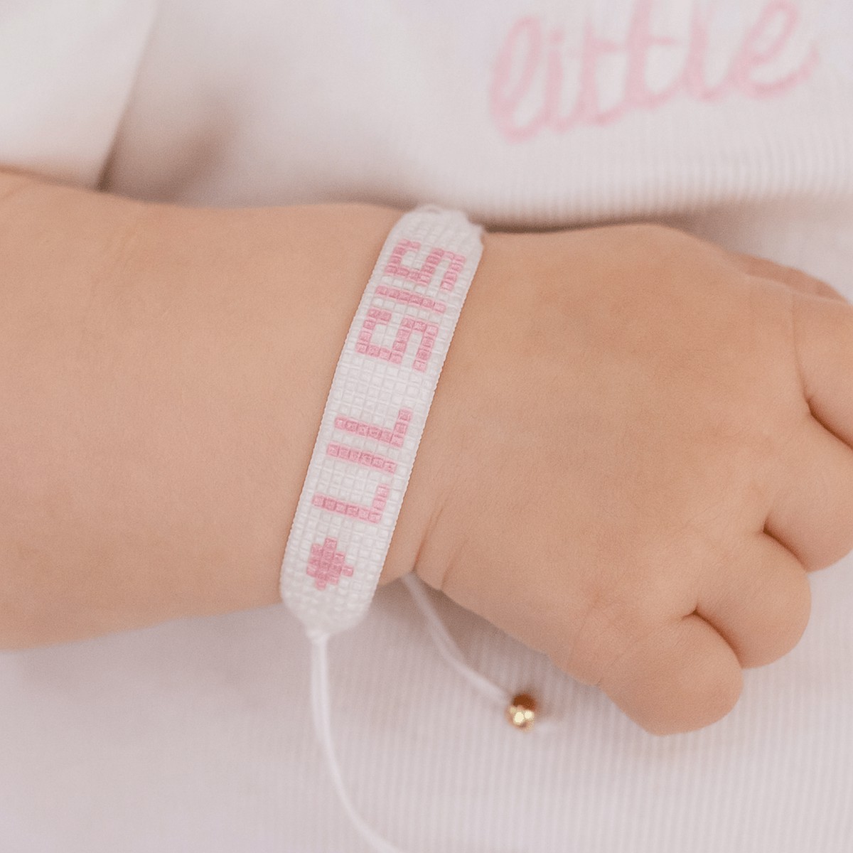 Little Sister Beaded Bracelet Pink White