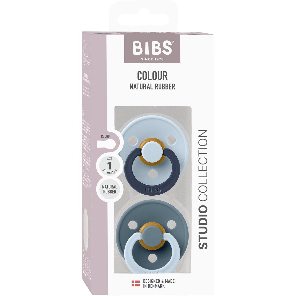 Bibs Baby Blue Pacifier Studio Colour 2-Pack Fusion Latex Petrol Mix Size