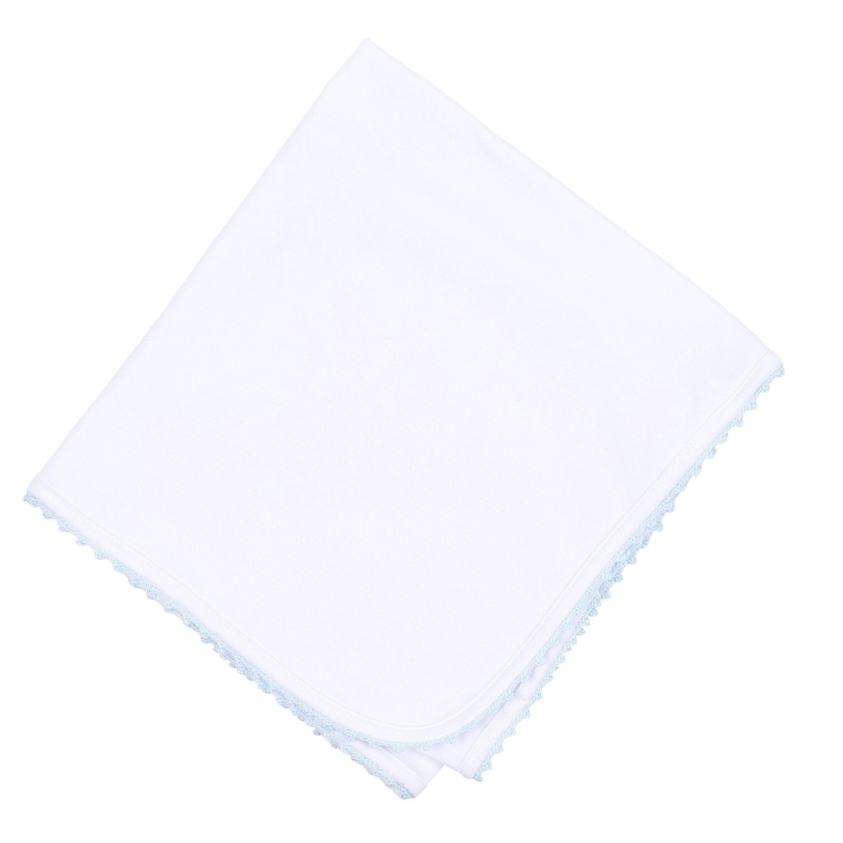 Baby Joy Receiving Blanket with Blue Crochet Trim