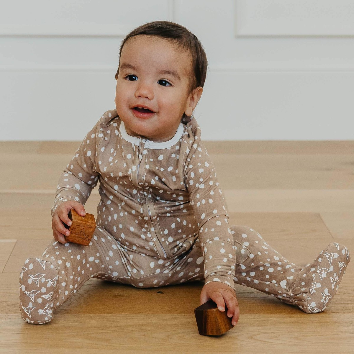 Zip-Up Footie Pajama - Fawn Newborn