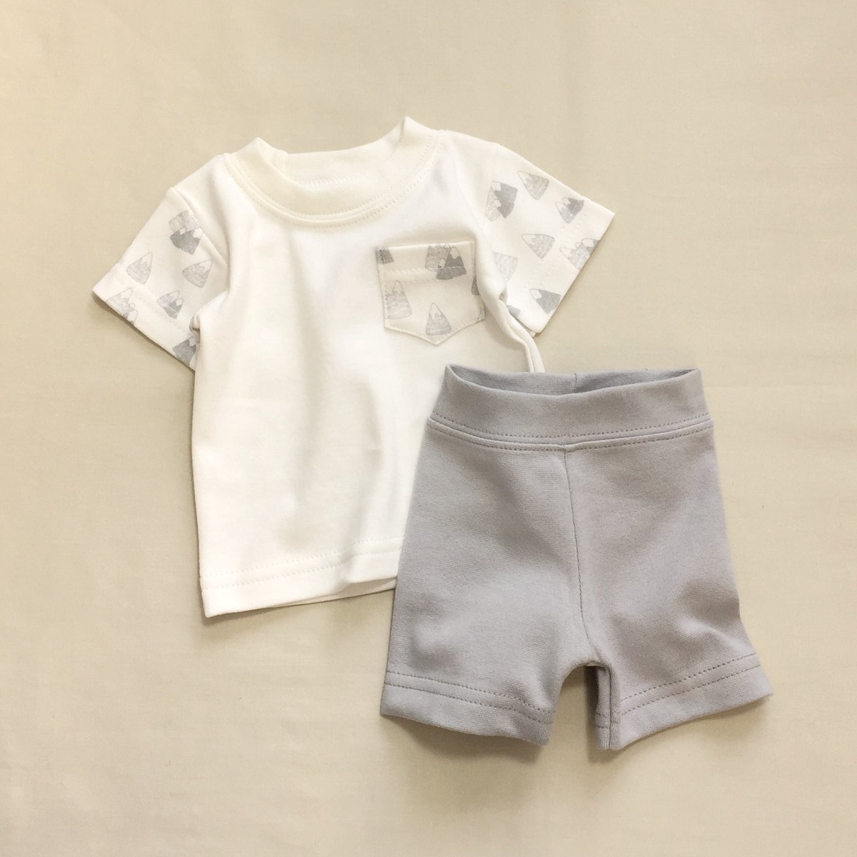 Minimalist Short Sleeve Tee Shorts Set Granite Stone 1 month (5-8lb)