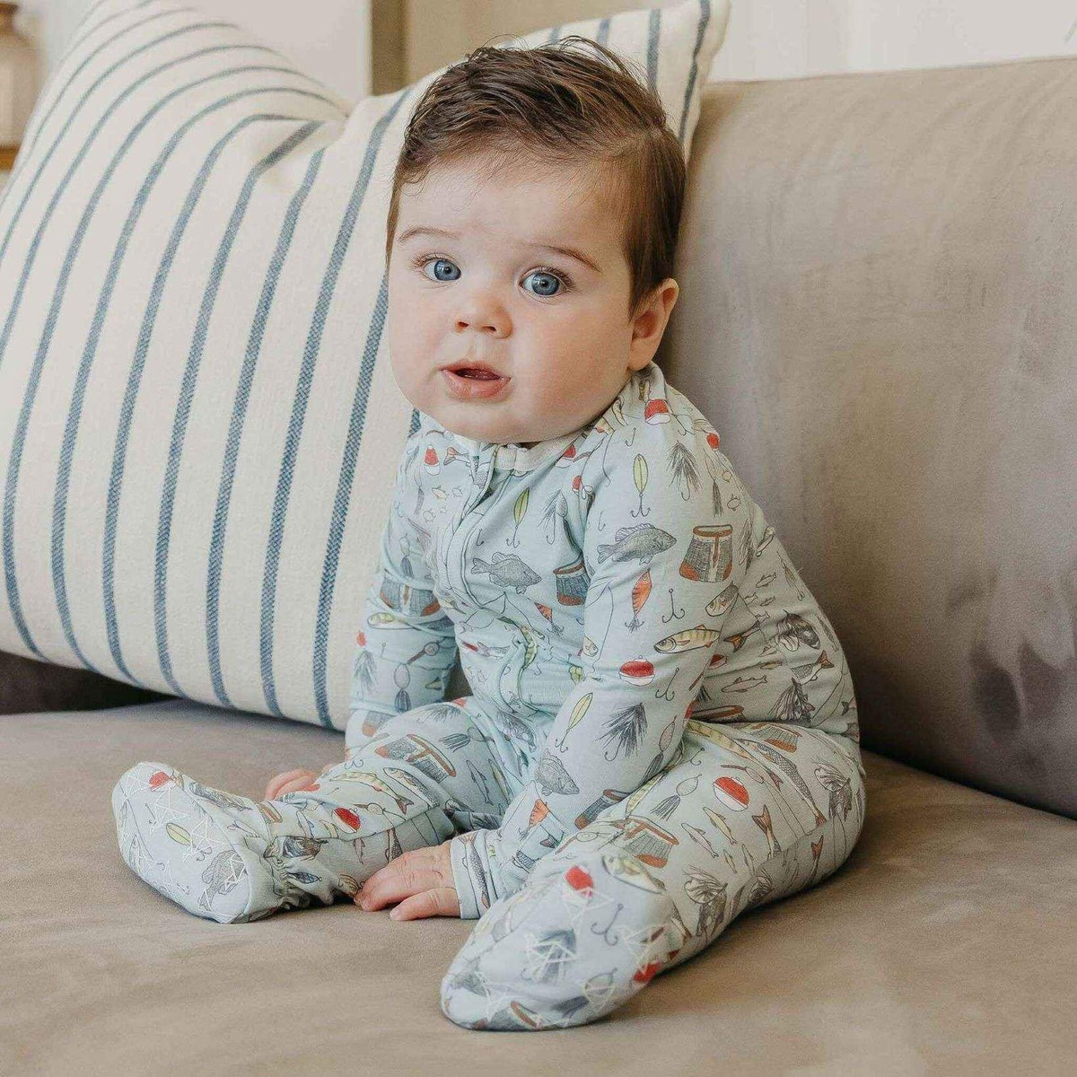 Zip-Up Footie Pajama - Trout Newborn