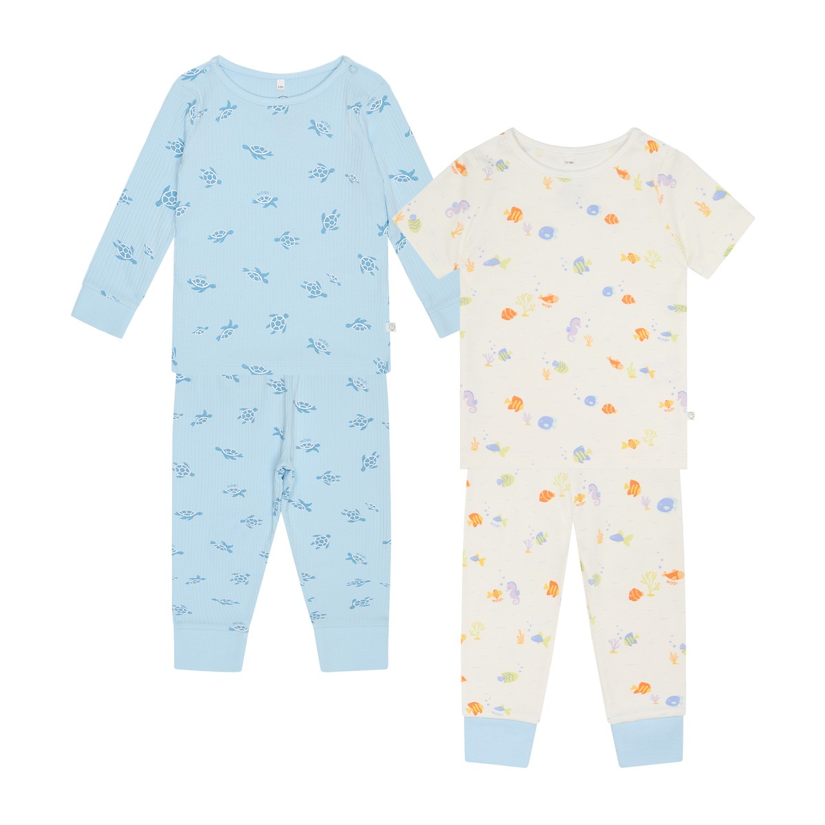 Turtles Ribbed Pyjamas Little Fish Short Sleeve Pyjamas 2 Pack OceanPrint