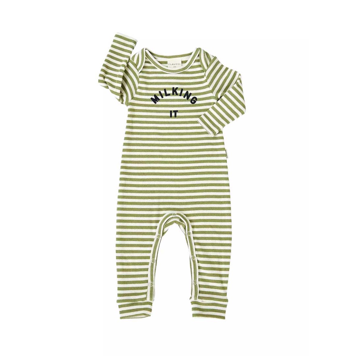 Claude Co Stripe Onesie - Sage