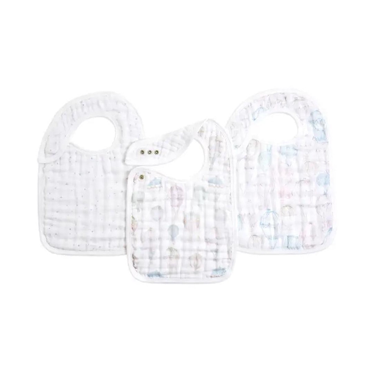 aden anais Organic Cotton Muslin Snap Bibs 3pk - Above The Clouds