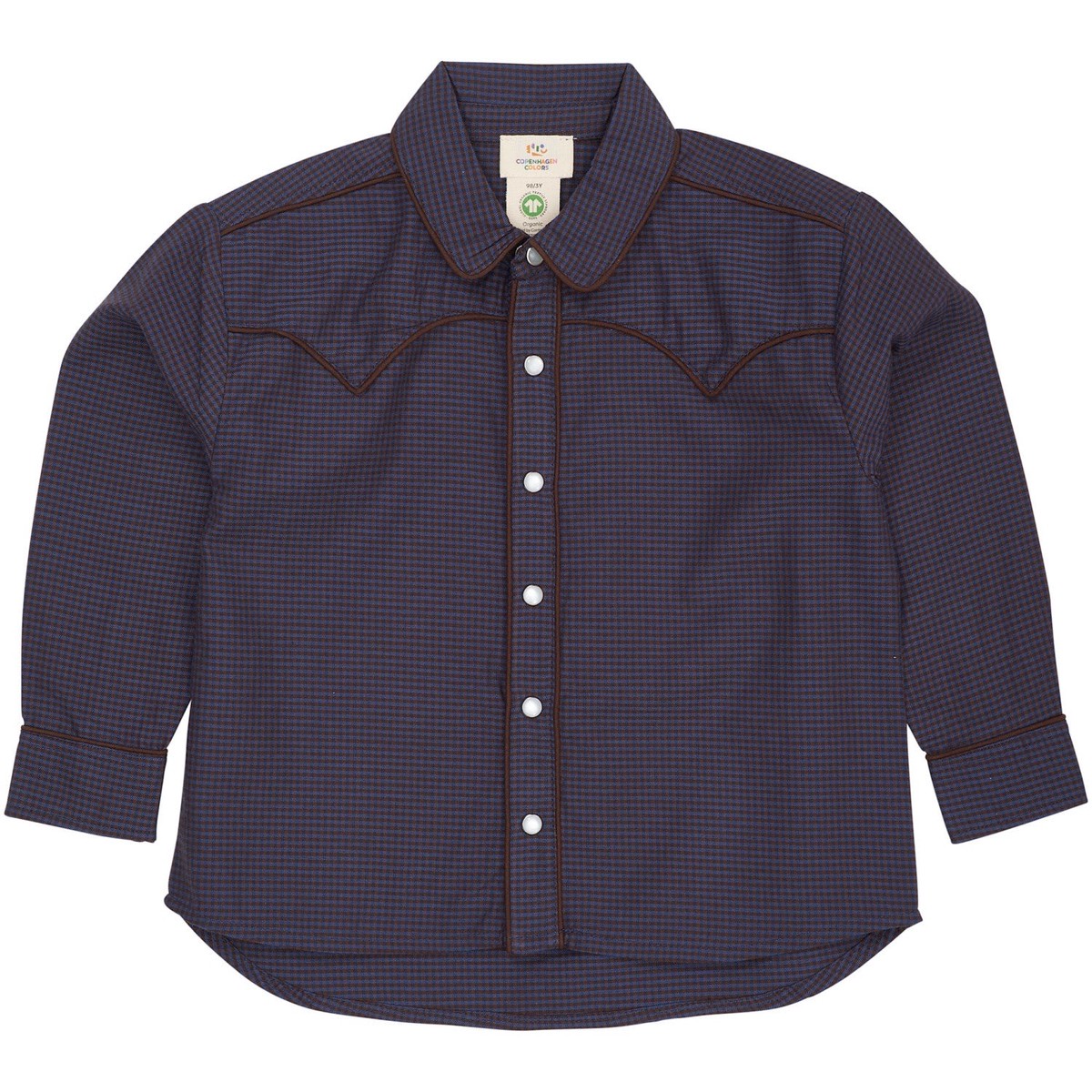 COPENHAGEN COLORS BrownBlue Check Comb Checkered Cowboy Shirt