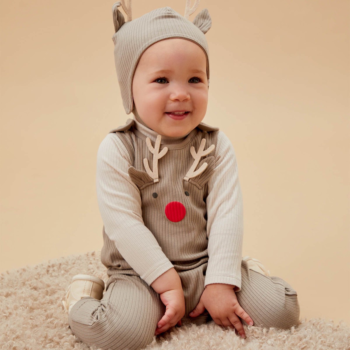 Reindeer Ribbed Dungarees Brown
