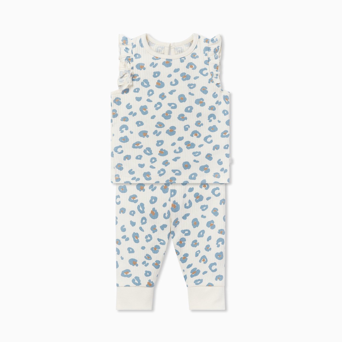 Leopard Ribbed Frill Sleeveless Pyjamas Leopard