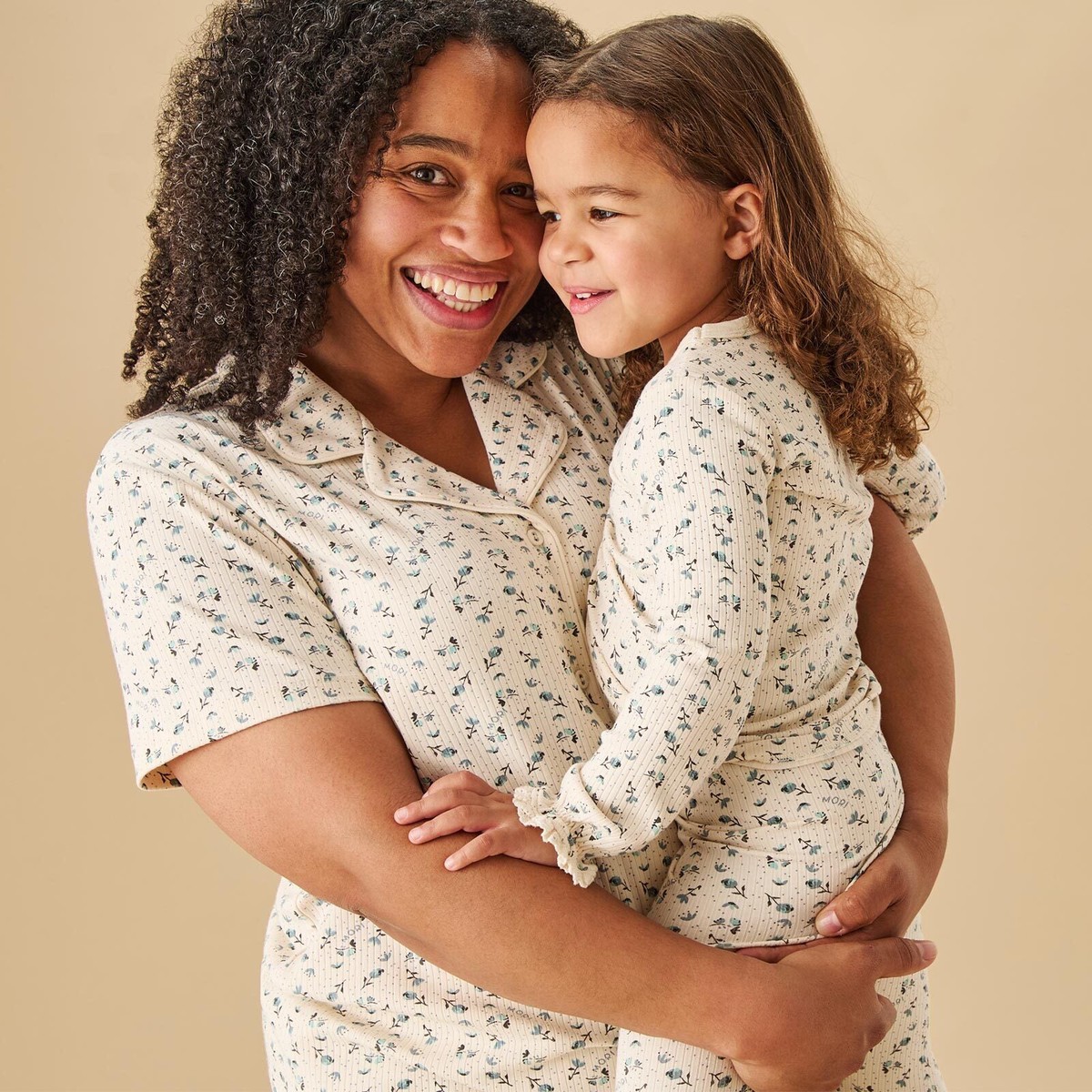 WomenS Floral Ribbed Short Pyjamas CreamFloral