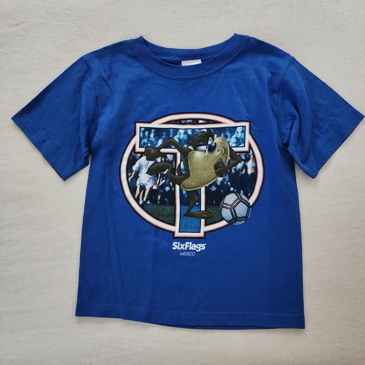 Y2k Taz Six Flags Mexico Soccer Souvenir Tee kids