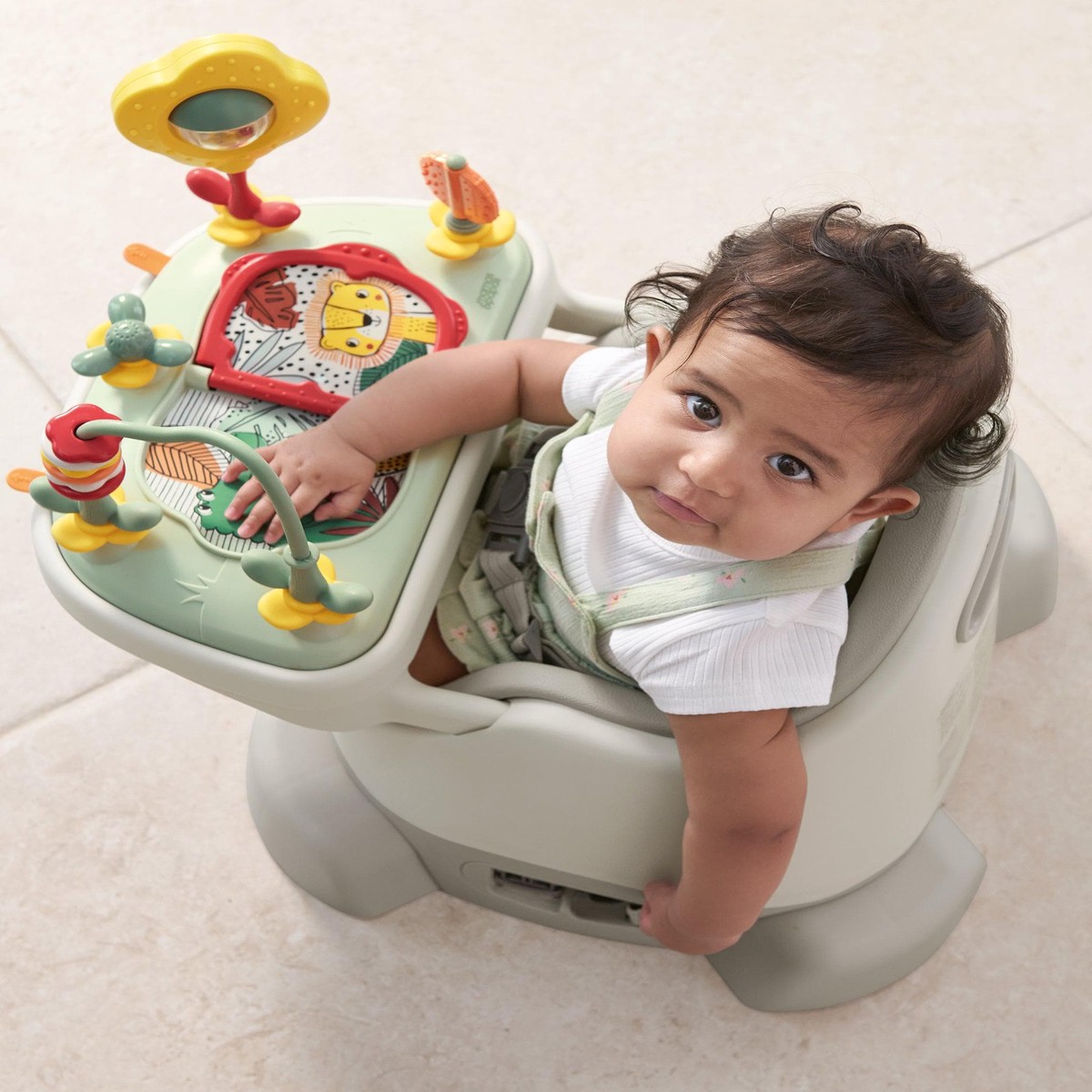 Bug 3-In-1 Floor Booster Seat With Activity Tray - Pebble Grey