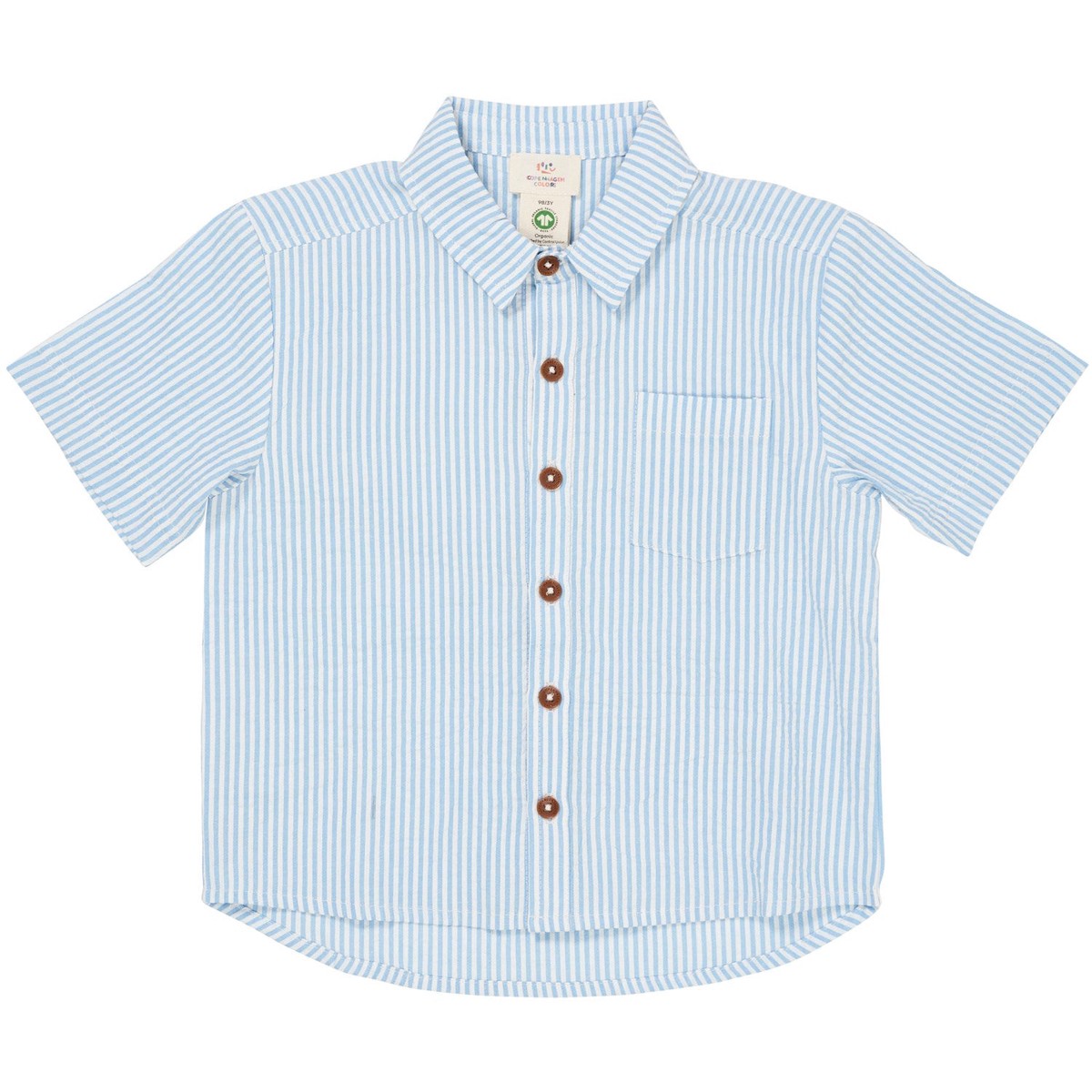 COPENHAGEN COLORS Sky Blue W Cream Stripe Seersucker Ss Shirt