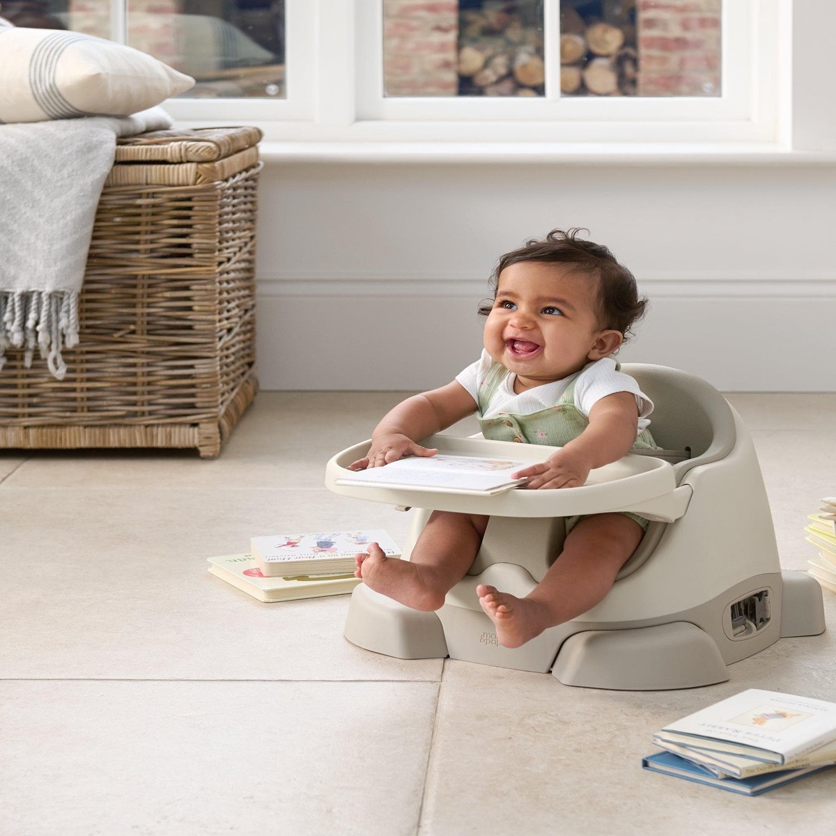 Bug 3-In-1 Floor Booster Seat With Activity Tray - Clay
