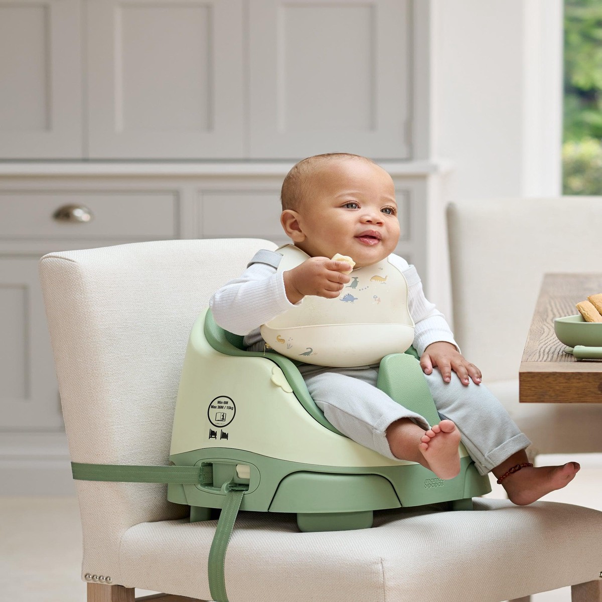 Bug 3-In-1 Floor Booster Seat With Activity Tray - Eucalyptu