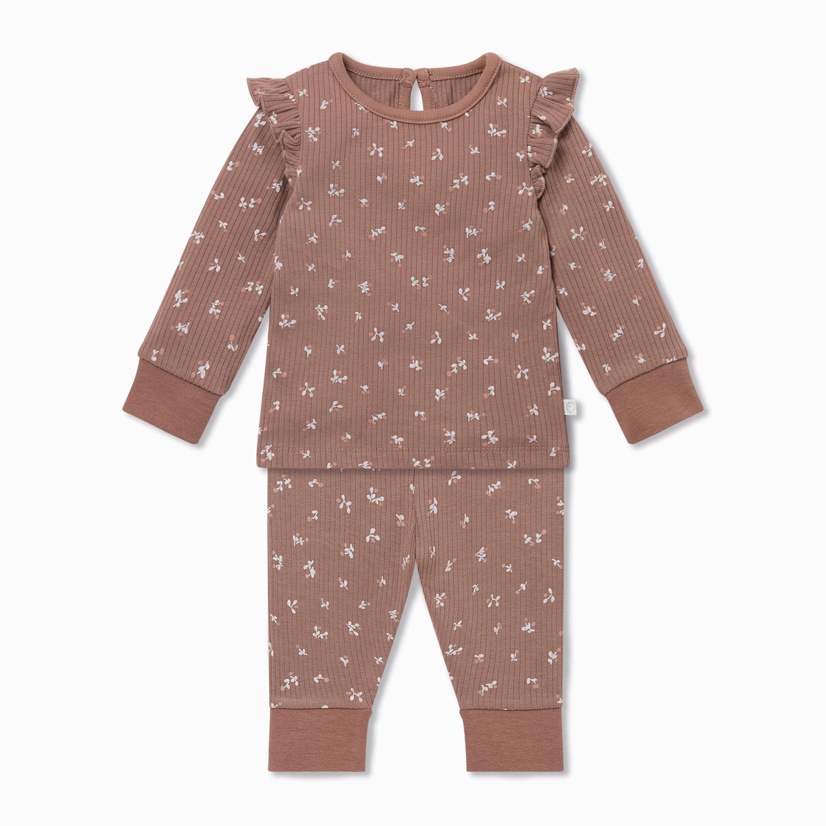 Floral Ribbed Pyjamas Mauve